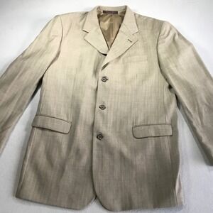 Milano Italy Mens Blazer Tan Herringbone 3 Button Sport Coat Jacket XL